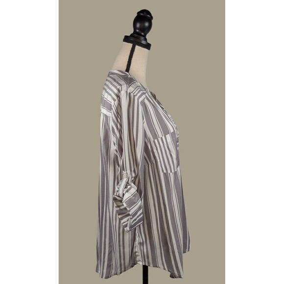 Torrid Gray and White Striped 100% Modal Harper Blouse Size Large (12) NWT - Picture 4 of 11